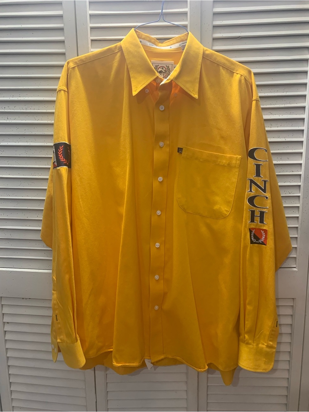 Cinch Men's Rodeo Bright Yellow Long-Sleeve Button-Up Shirt with Sleeve Logo